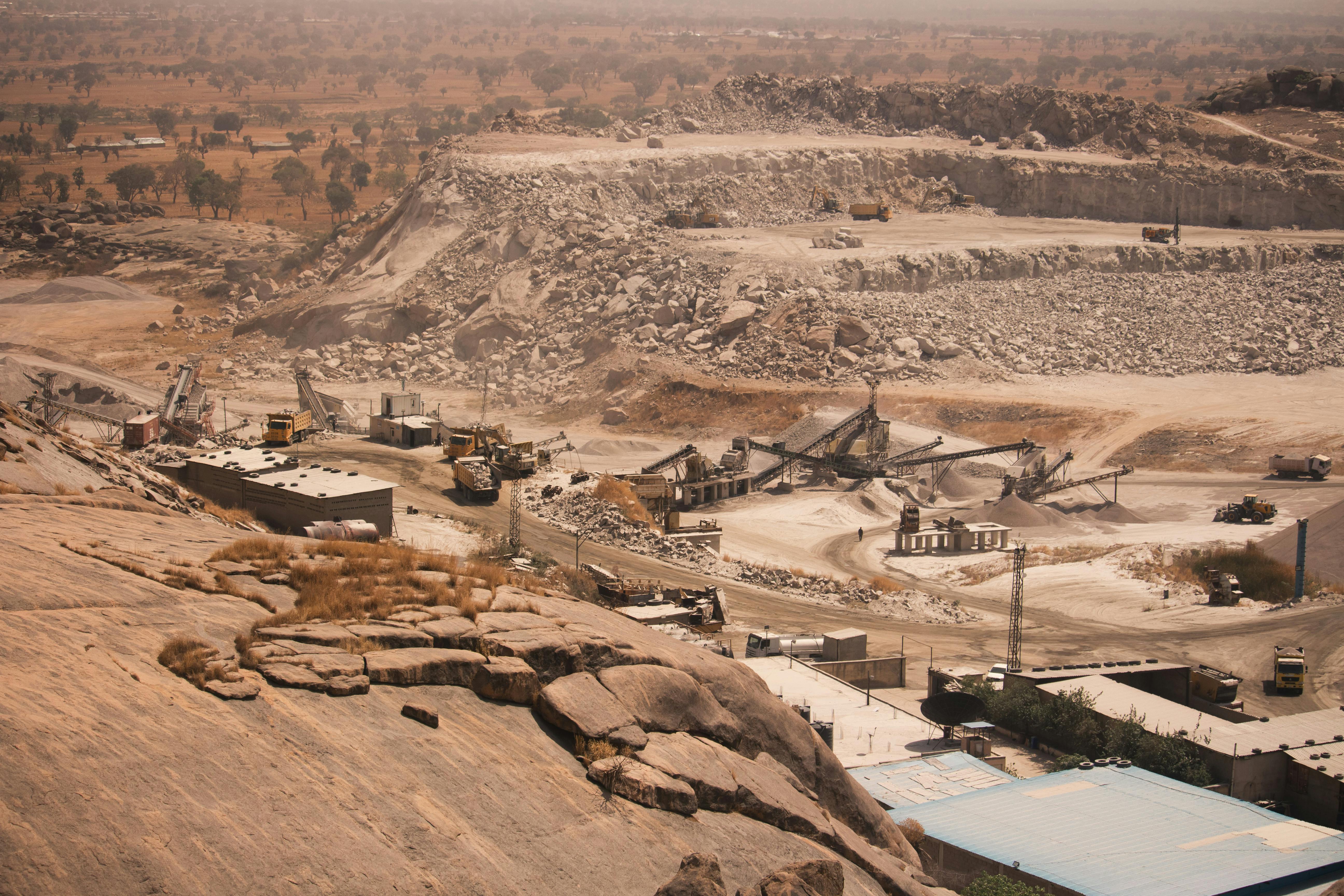 Quarry landscape at sunset